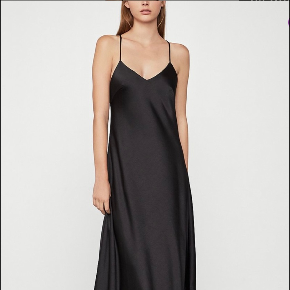 - BCBG stunning sexy black low back maxi slip dress gown wedding formal prom